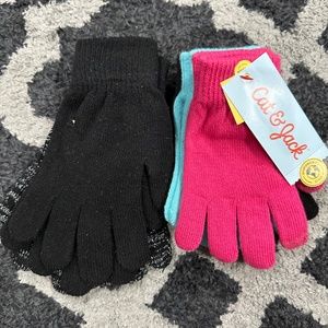 5 PACK Kids Gloves Stretchy Knit Mitten Winter Boy Girls Children Black pink